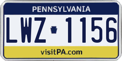 PA license plate LWZ1156