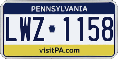 PA license plate LWZ1158