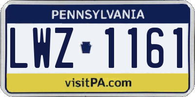 PA license plate LWZ1161