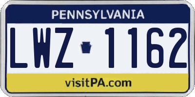 PA license plate LWZ1162
