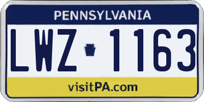 PA license plate LWZ1163