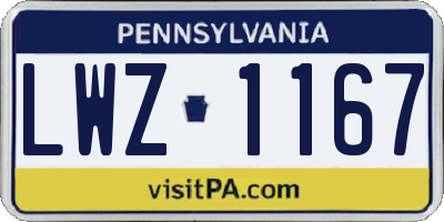 PA license plate LWZ1167