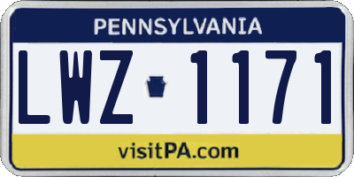 PA license plate LWZ1171