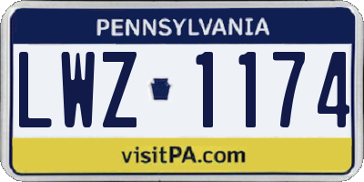 PA license plate LWZ1174