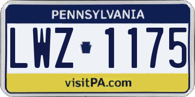 PA license plate LWZ1175