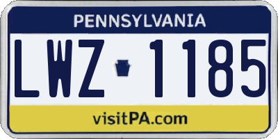 PA license plate LWZ1185