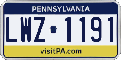 PA license plate LWZ1191