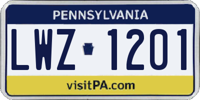 PA license plate LWZ1201