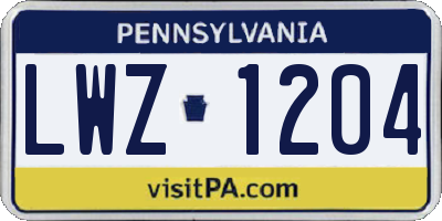 PA license plate LWZ1204