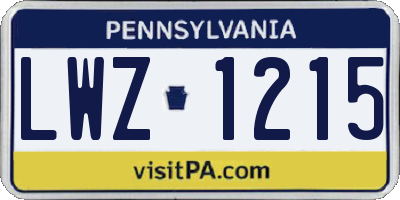 PA license plate LWZ1215