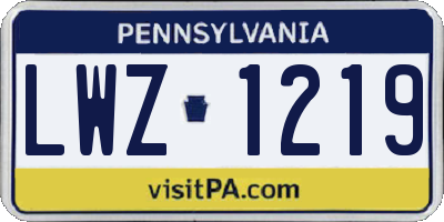 PA license plate LWZ1219