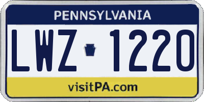 PA license plate LWZ1220