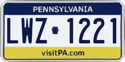 PA license plate LWZ1221