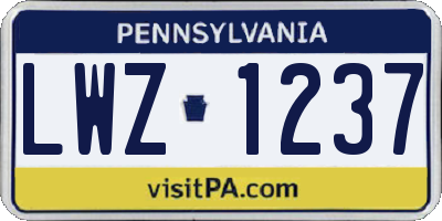PA license plate LWZ1237