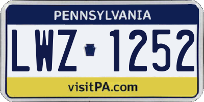 PA license plate LWZ1252