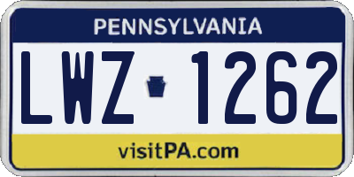 PA license plate LWZ1262