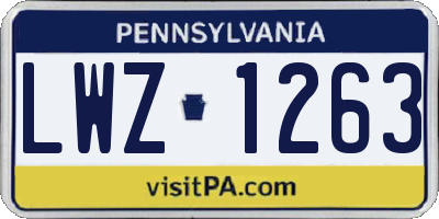 PA license plate LWZ1263