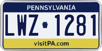 PA license plate LWZ1281