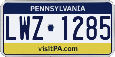 PA license plate LWZ1285