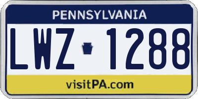 PA license plate LWZ1288
