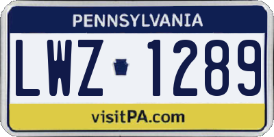 PA license plate LWZ1289