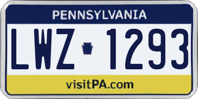 PA license plate LWZ1293