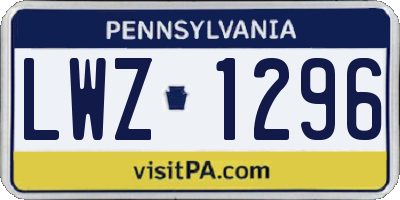 PA license plate LWZ1296
