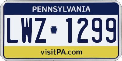 PA license plate LWZ1299