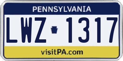 PA license plate LWZ1317