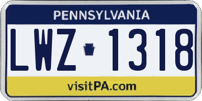PA license plate LWZ1318