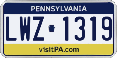 PA license plate LWZ1319