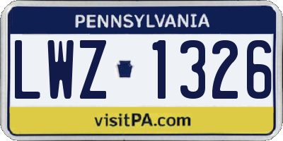 PA license plate LWZ1326