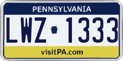 PA license plate LWZ1333