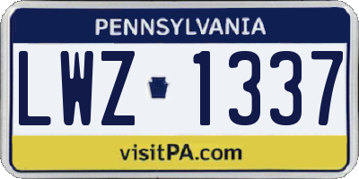 PA license plate LWZ1337
