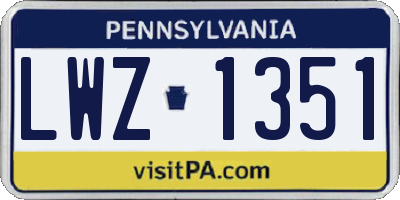 PA license plate LWZ1351
