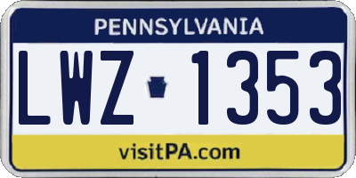 PA license plate LWZ1353