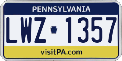 PA license plate LWZ1357