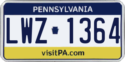 PA license plate LWZ1364