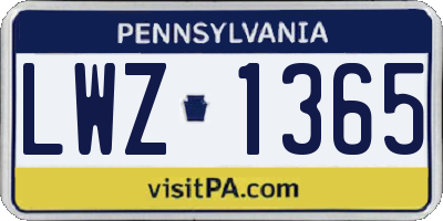 PA license plate LWZ1365