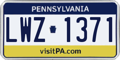 PA license plate LWZ1371