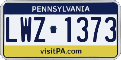 PA license plate LWZ1373