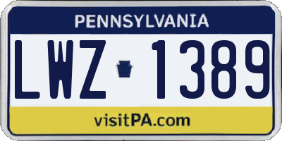 PA license plate LWZ1389