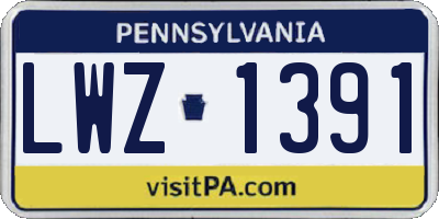 PA license plate LWZ1391