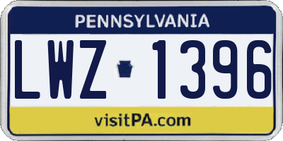 PA license plate LWZ1396