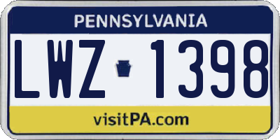 PA license plate LWZ1398