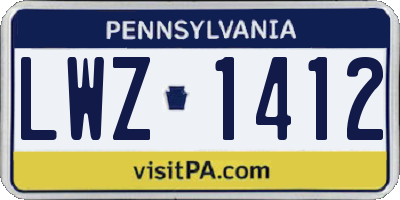 PA license plate LWZ1412