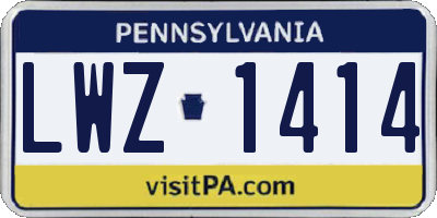 PA license plate LWZ1414