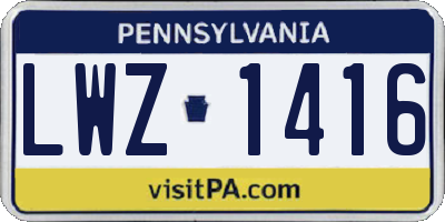 PA license plate LWZ1416