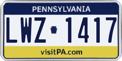 PA license plate LWZ1417