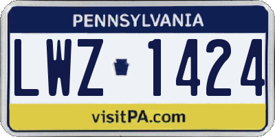 PA license plate LWZ1424